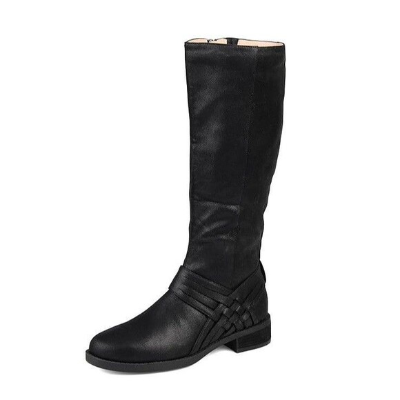 Journee Collection Womens 9 M WC Black Meg Flat Zip Up Riding Boots NIB GS1 - Picture 1 of 6